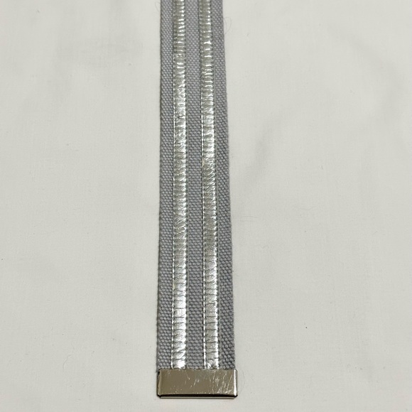 A/X Logo Silver Rhinestone Buckle Belt, Heather Gray Fabric Silver Leather - M - Picture 6 of 11